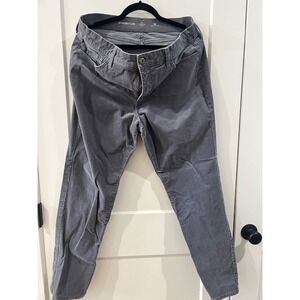 St Johns Bay Womens Gray Straight Leg Corduroy Pants Size 16 Mid Rise Casual